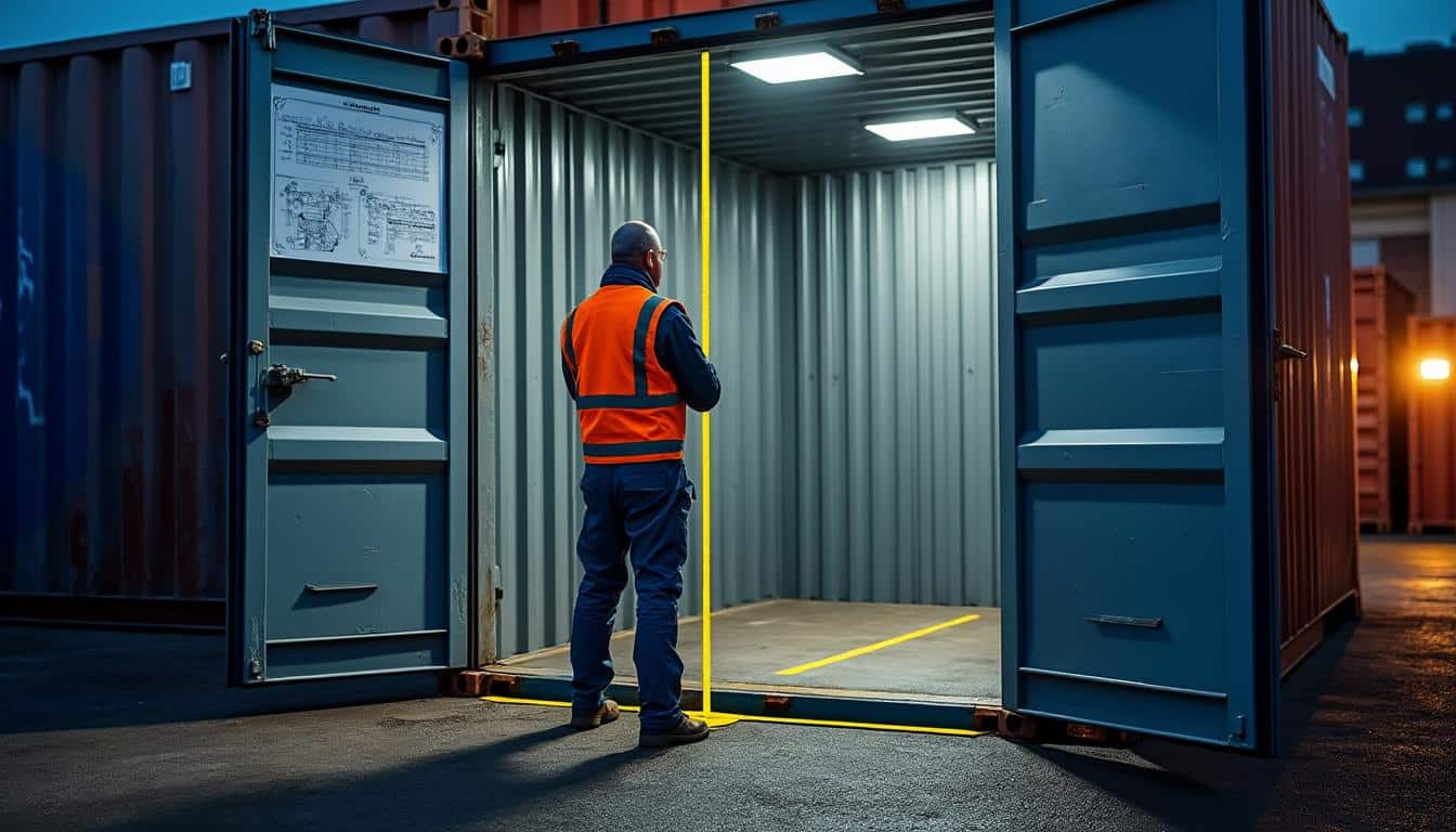 Illustration: Les dimensions extérieures et intérieures qui influencent le volume utile d’un conteneur de 40 pieds